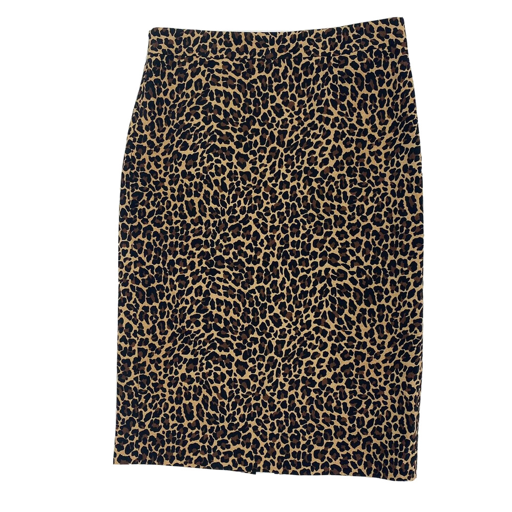 J. Crew Leopard Print Straight Pencil Skirt Womens 2